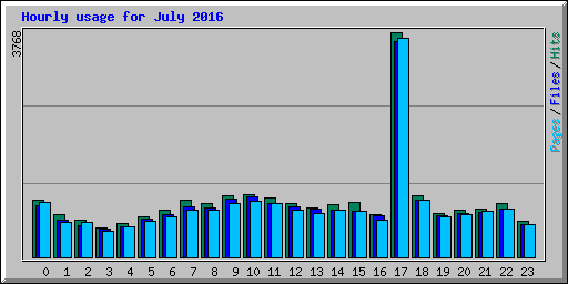 Hourly usage for July 2016