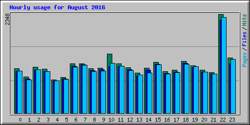 Hourly usage for August 2016